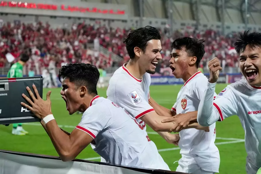 The Indonesian U-23 National Team players celebrate the victory over South Korea.  - (Special/Doc. PSSI)